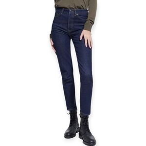 The Kooples Slim Fit Straight Leg Jeans High Rise Dark Wash 27
